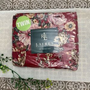 LAUREN Ralph Lauren Marseilles‎ Floral Red 1 Twin Flat Sheet Vintage  Sealed New